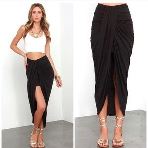 Scenic drive black wrap maxi skirt